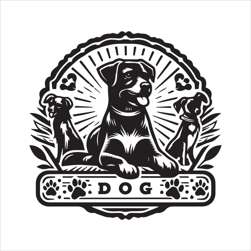 Print editable dog bundle in an illustration frame and floral dog logo vector