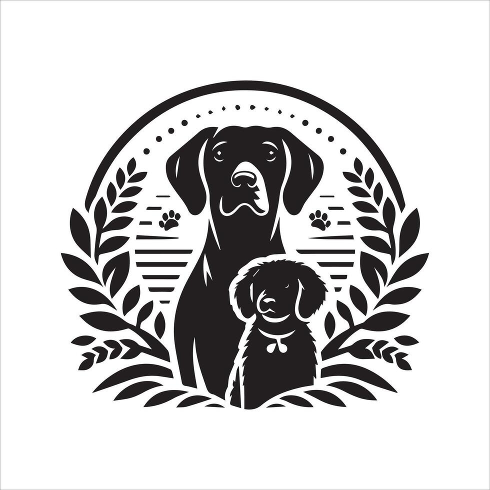 Print editable dog bundle in an illustration frame and floral dog logo vector