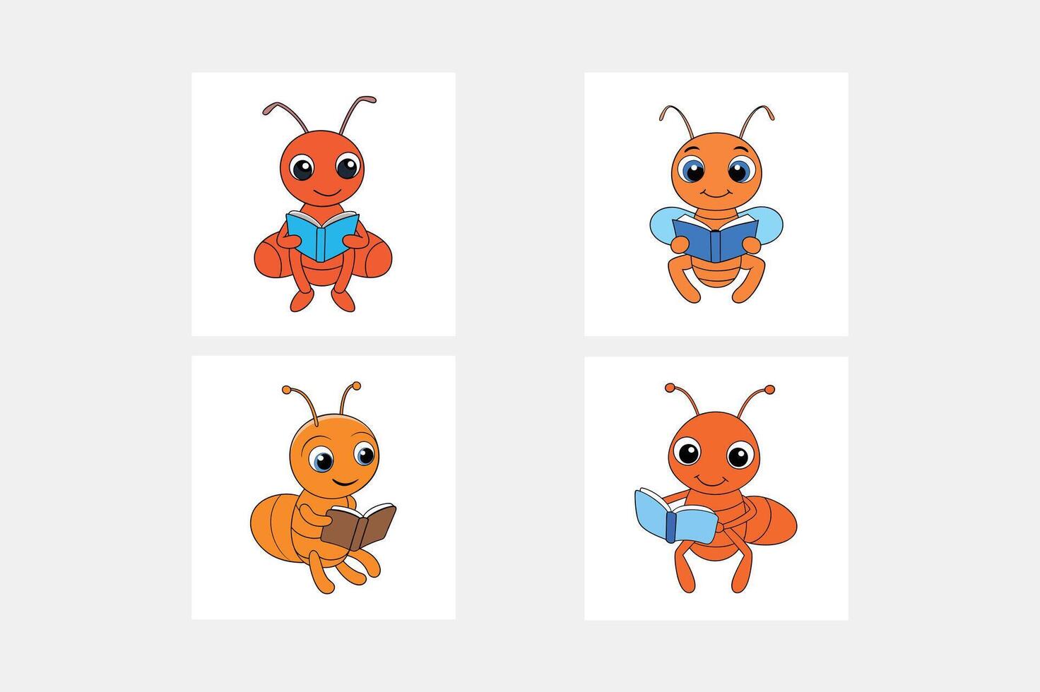 Ant reading book on white background illustration vector