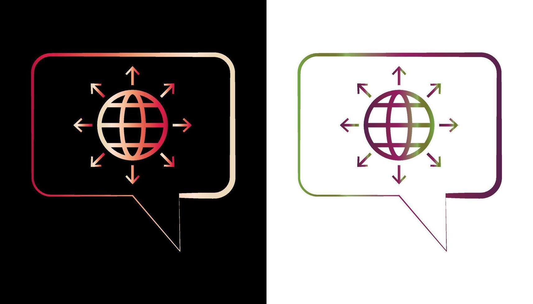 Dialogue icon, globe line icon. Earth globe in quote frame icon. vector