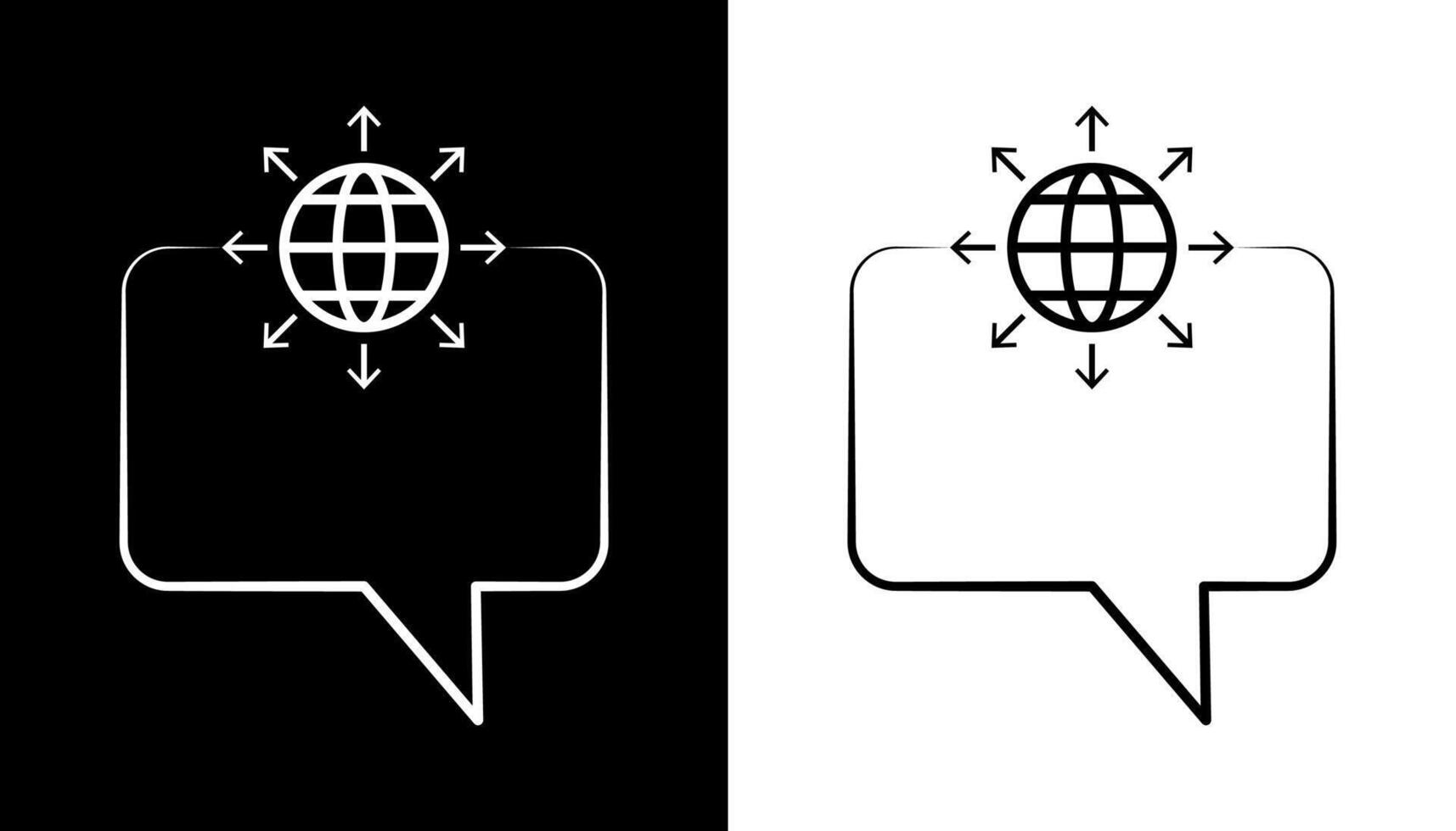 Dialogue icon, globe line icon. Earth globe in quote frame icon. vector