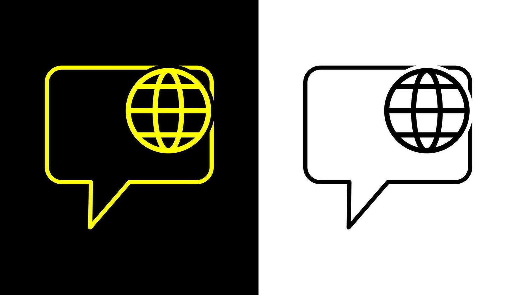 Dialogue icon, globe line icon. Earth globe in quote frame icon. vector