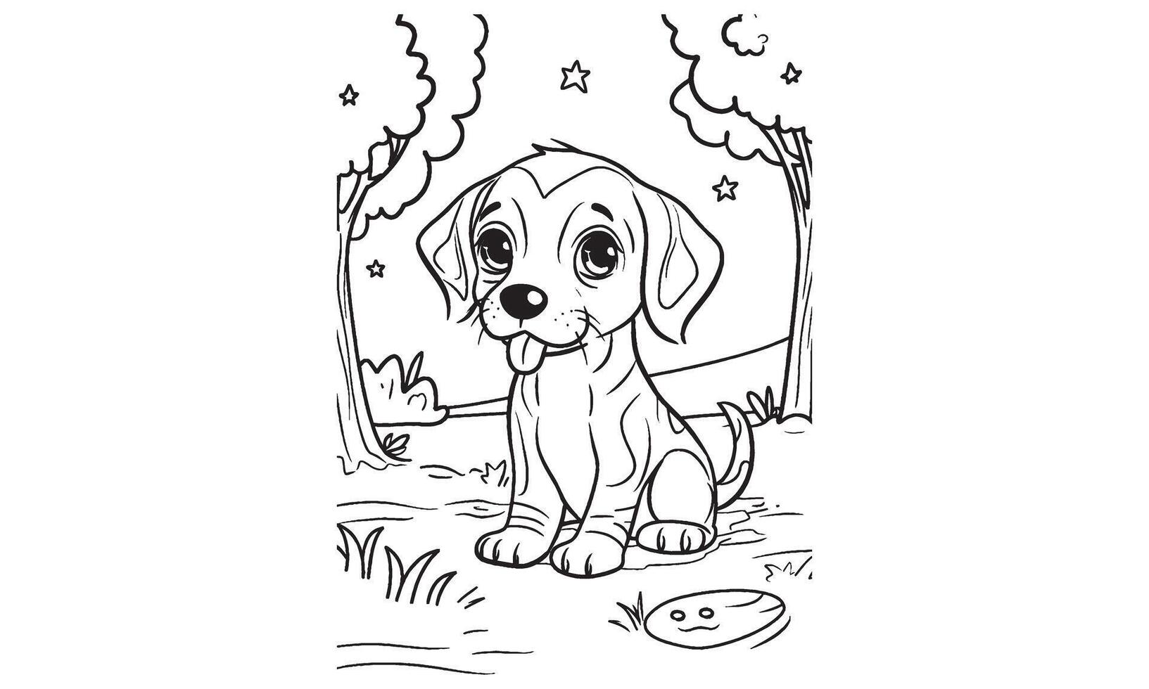 Dachshund Coloring Page, Dachshund Line Art, vector