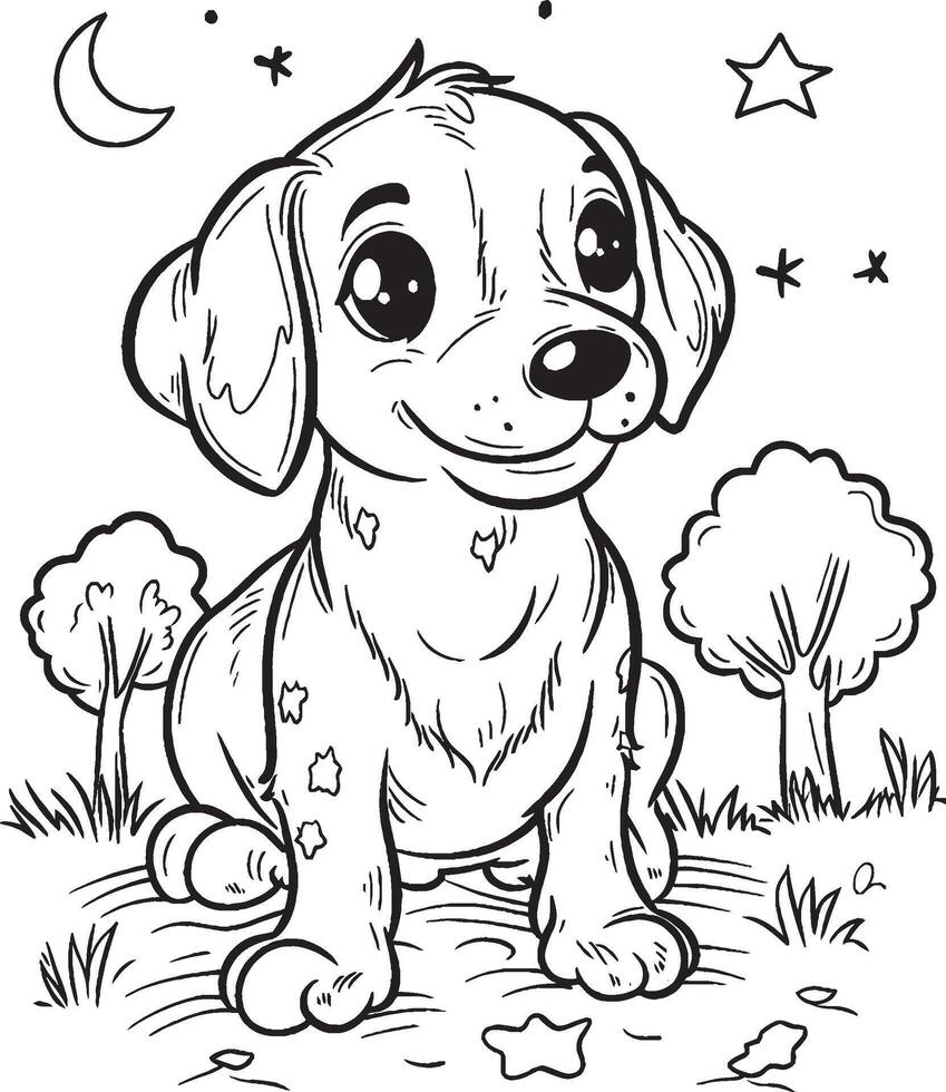 Dachshund Coloring Page, Dachshund Line Art, vector