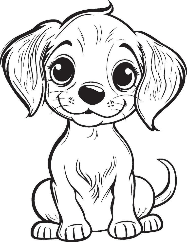 Dachshund Coloring Page, Dachshund Line Art, vector