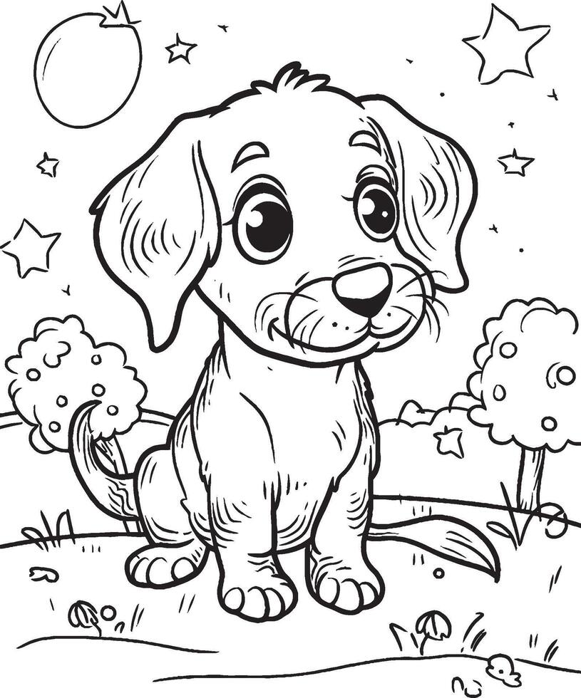 Dachshund Coloring Page, Dachshund Line Art, vector