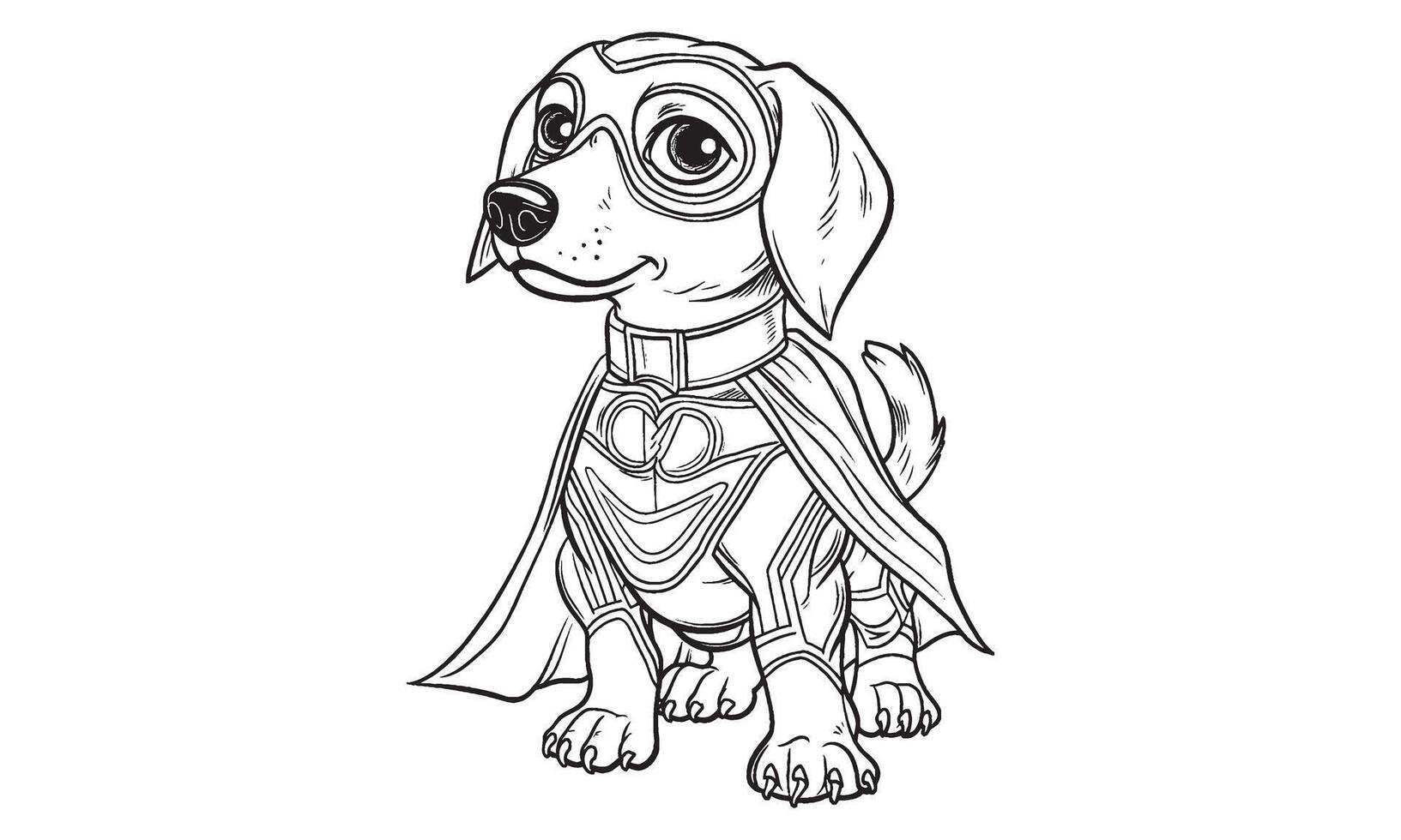 Dachshund Coloring Page, Dachshund Line Art, vector