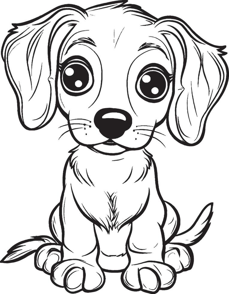 Dachshund Coloring Page, Dachshund Line Art, vector