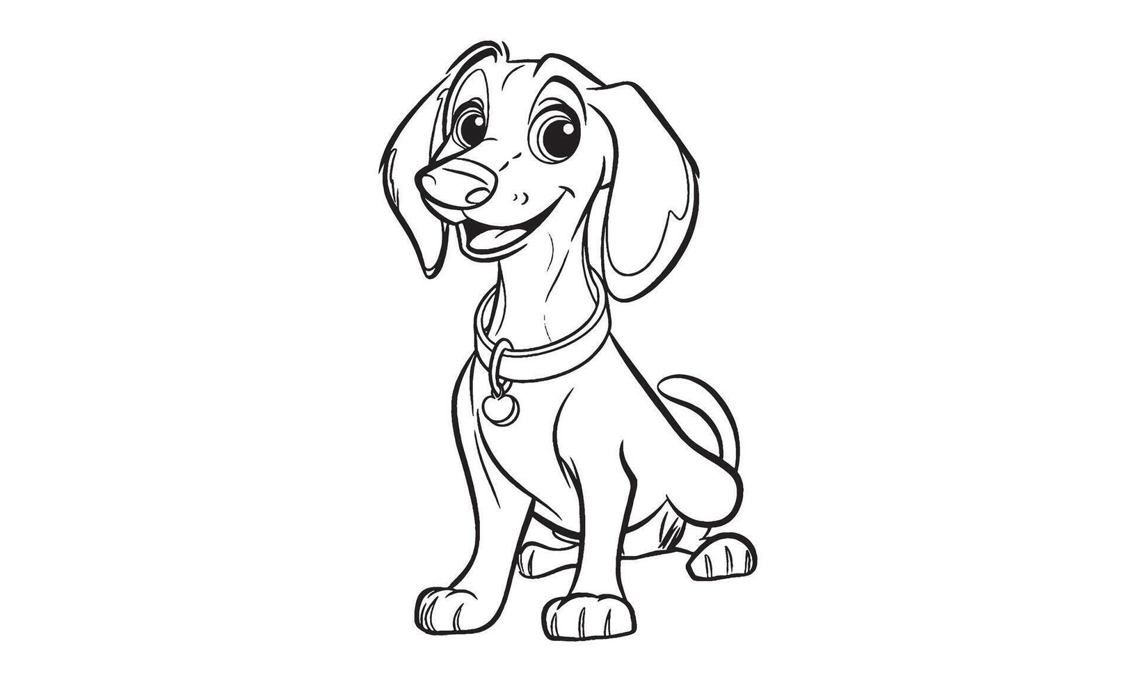 Dachshund Coloring Page, Dachshund Line Art, vector