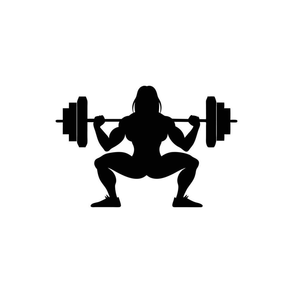 girl with a weight barbell silhouette vector