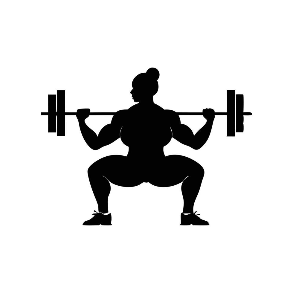 girl with a weight barbell silhouette vector