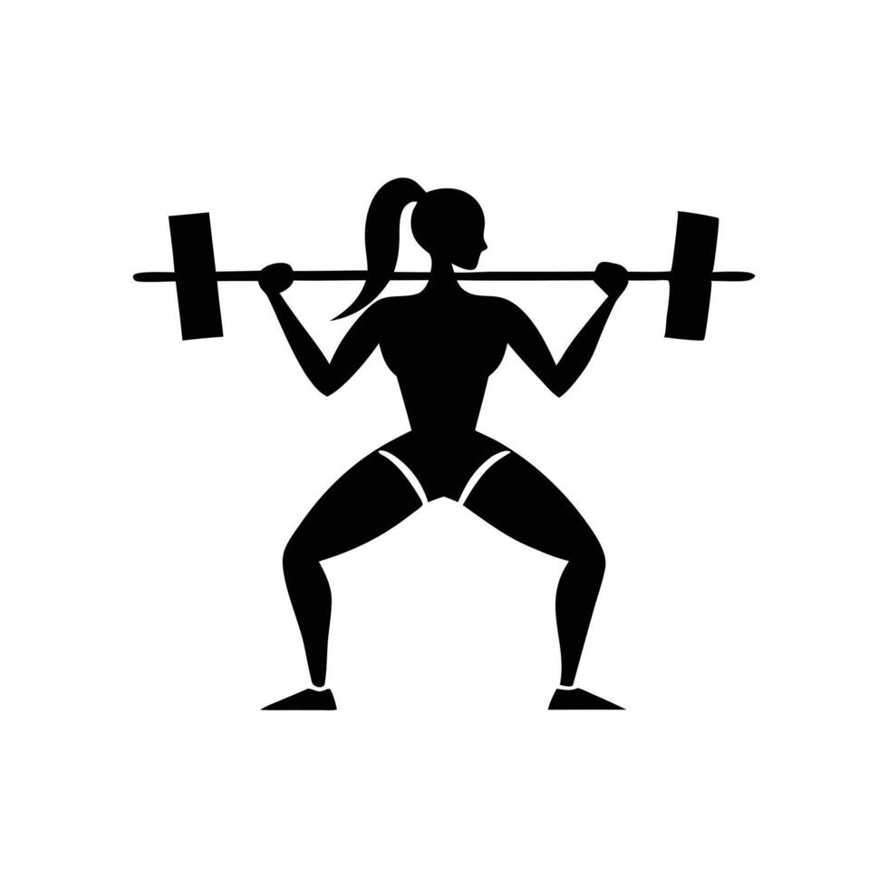 girl with a weight barbell silhouette vector