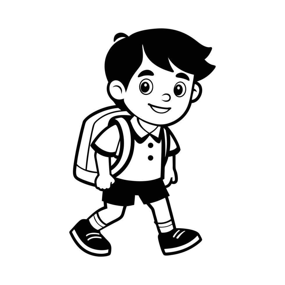 kid go to school silhouette cartoon icon illustration vector