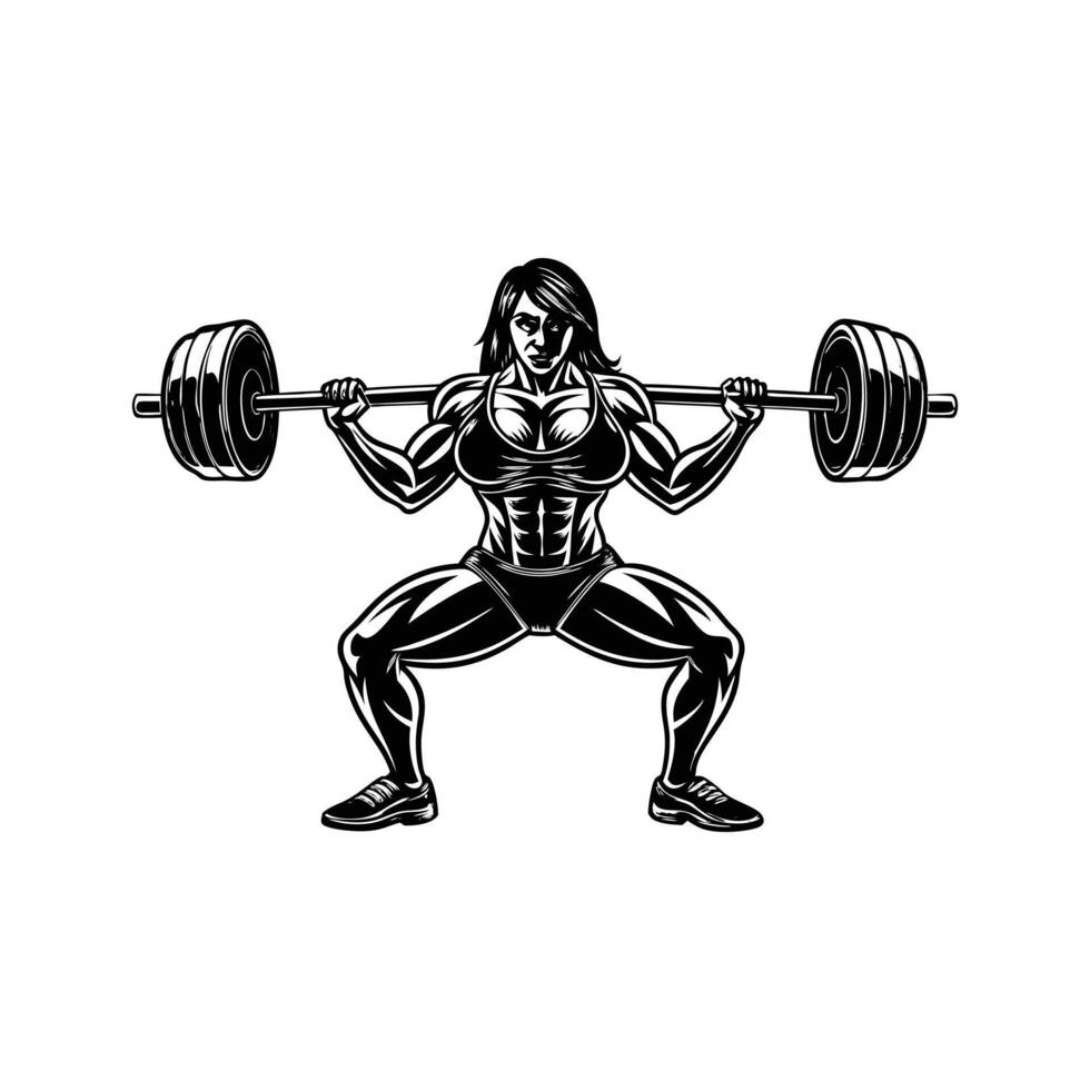 girl with a weight barbell silhouette vector