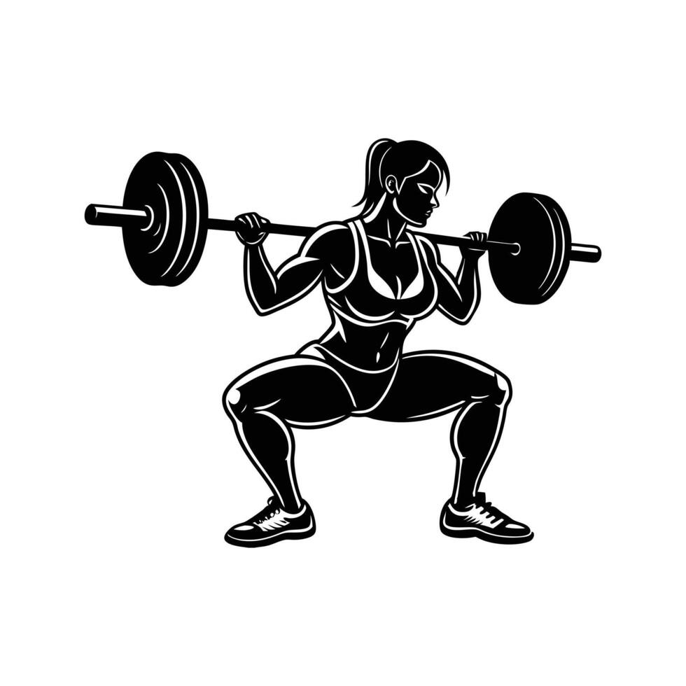 girl with a weight barbell silhouette vector