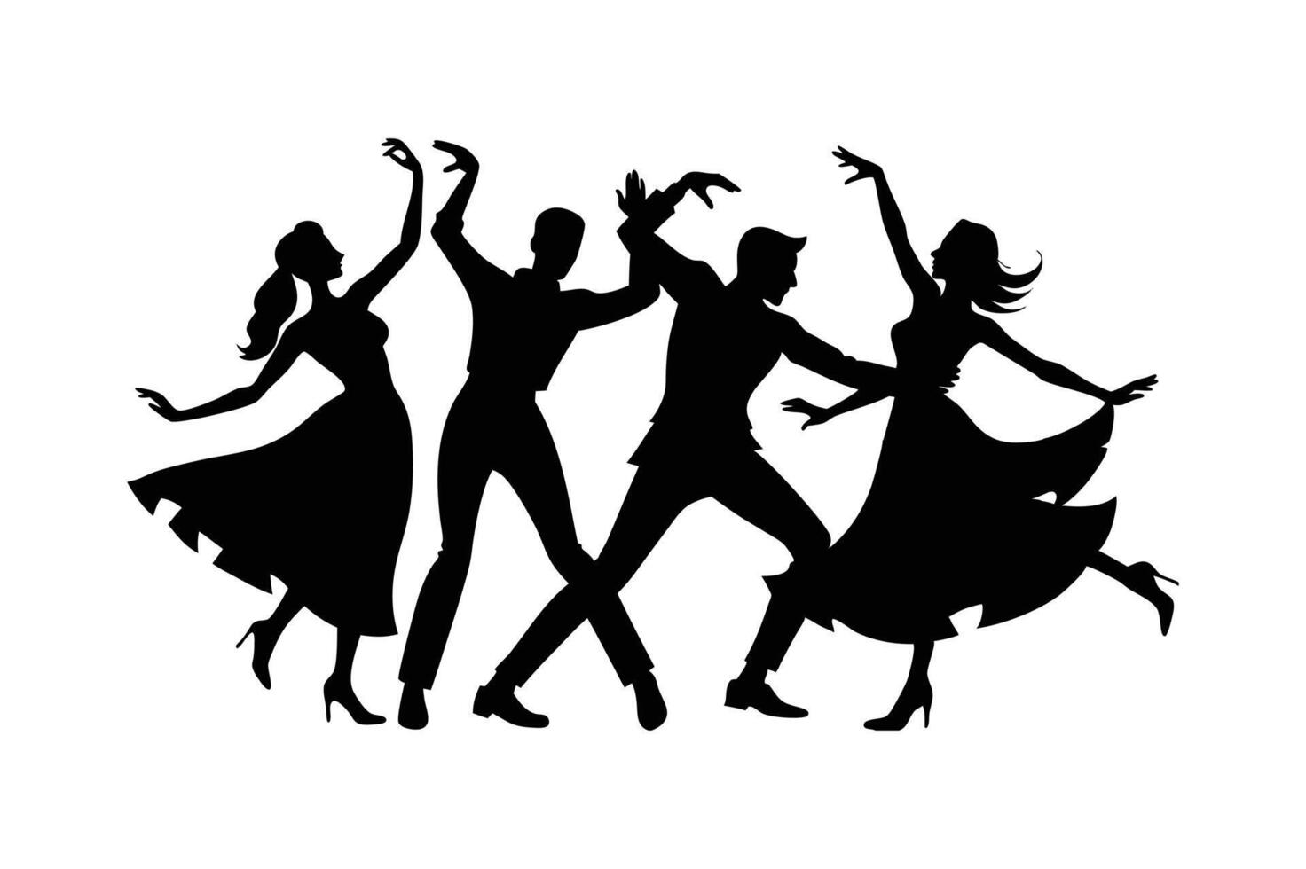 Silhouette of people dancing vector