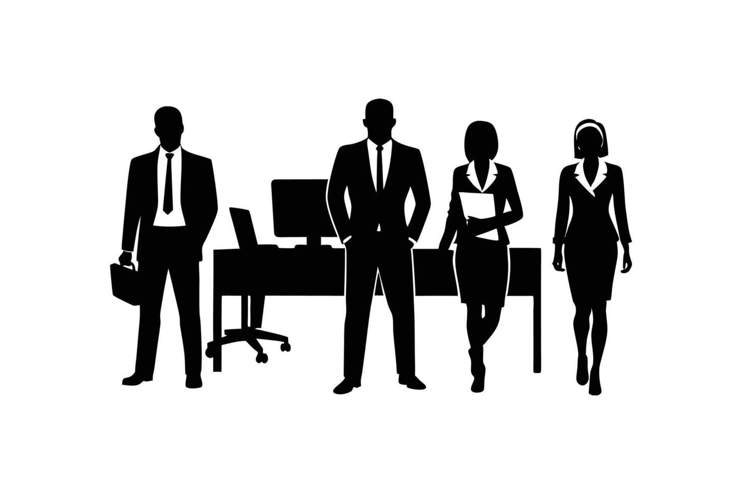office workers silhouette illustration art vector