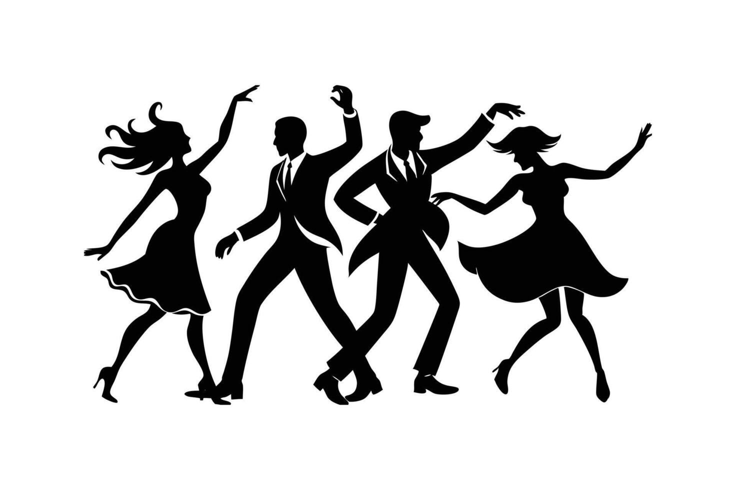 Silhouette of people dancing vector