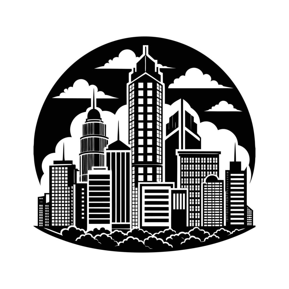 silhouette of city buildings vector