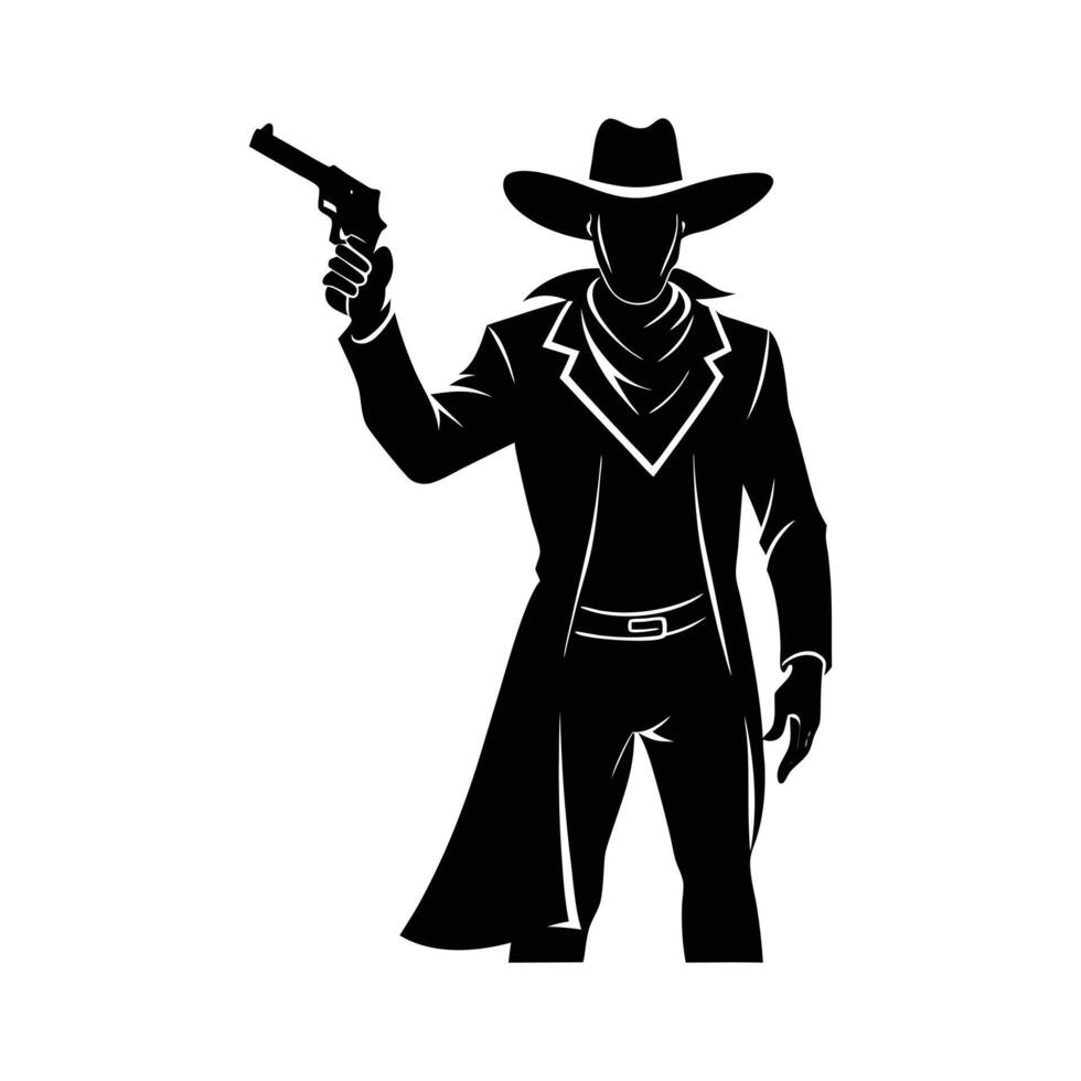 silhouette of cowboy drowns the pistol vector