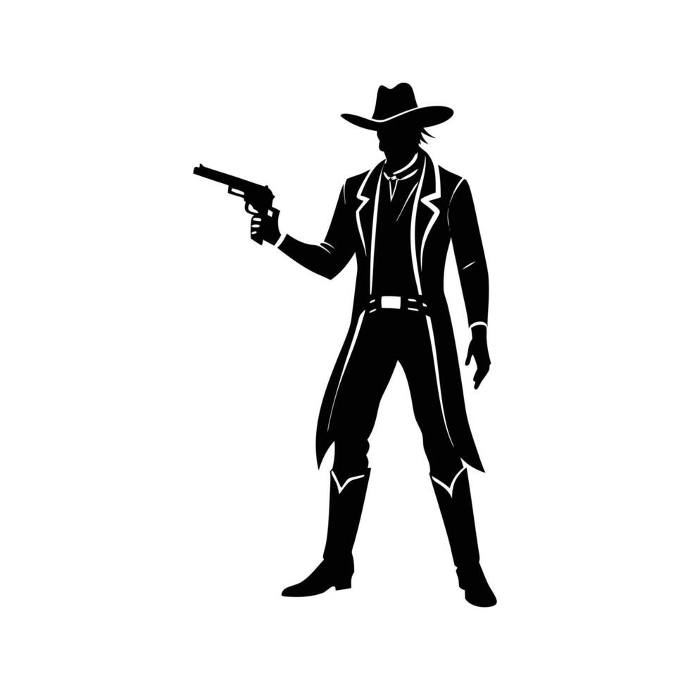 silhouette of cowboy drowns the pistol vector