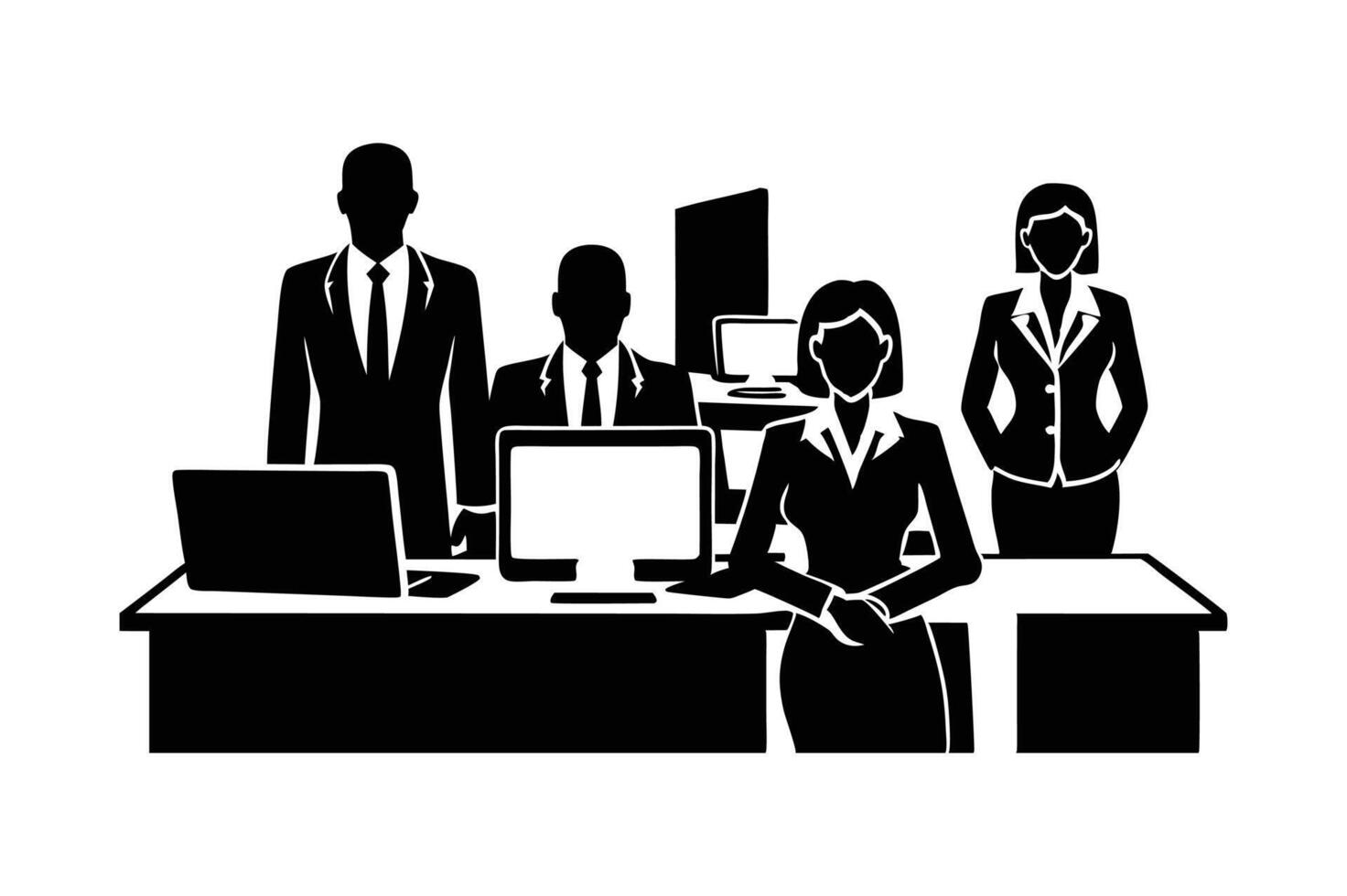 office workers silhouette illustration art vector