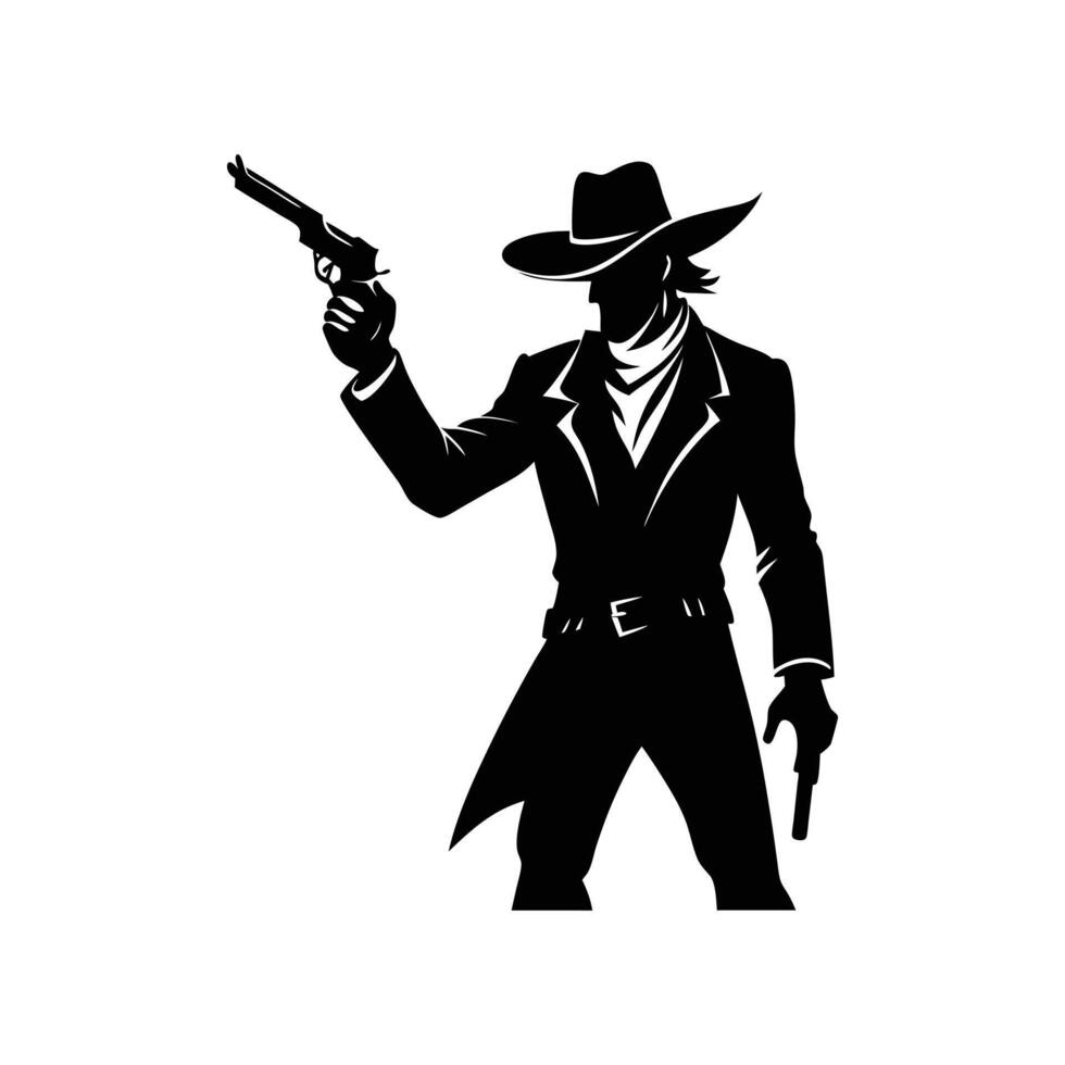 silhouette of cowboy drowns the pistol vector