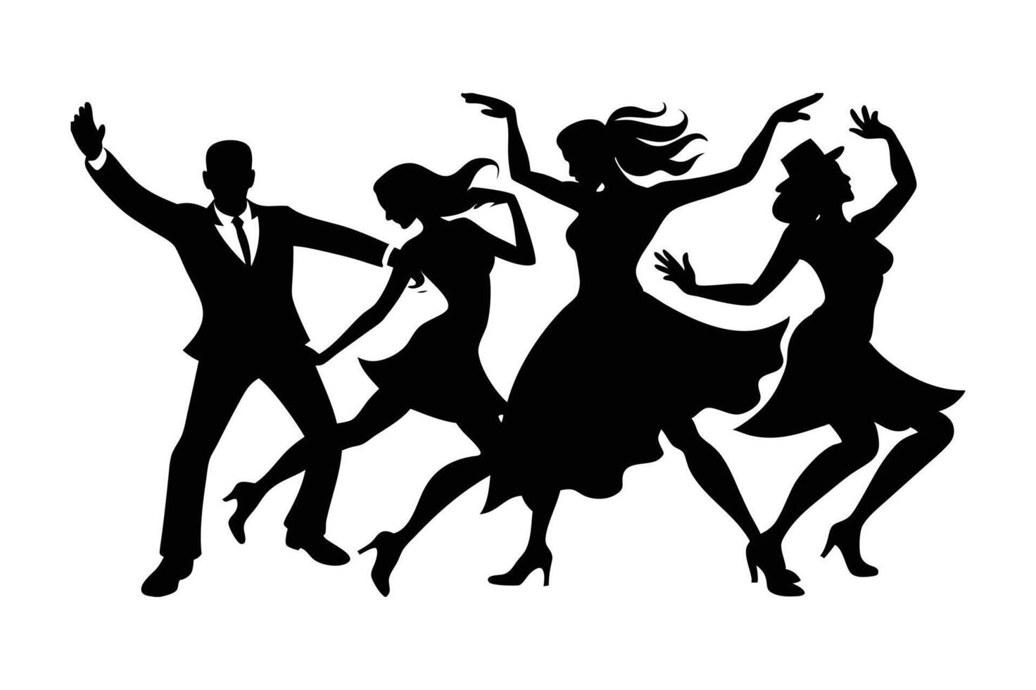 Silhouette of people dancing vector