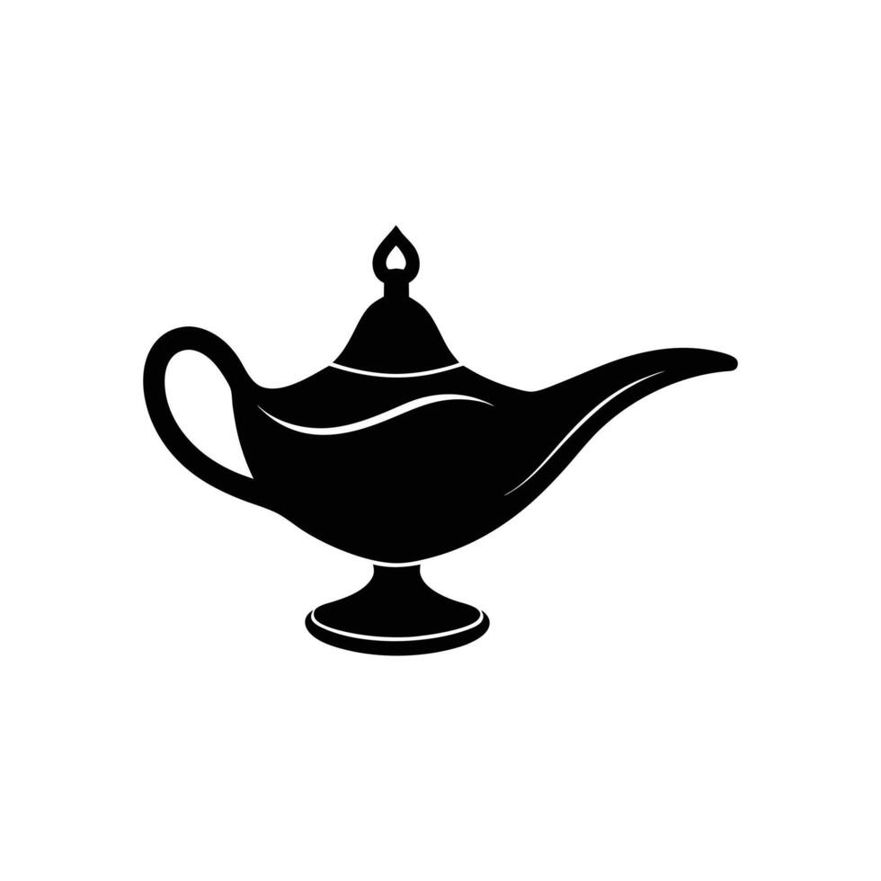 a simple magic lamp black design silhouette illustration vector