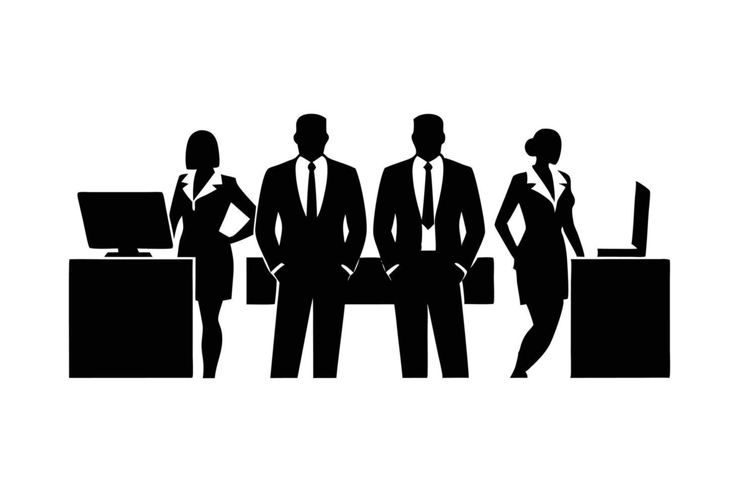 office workers silhouette illustration art vector
