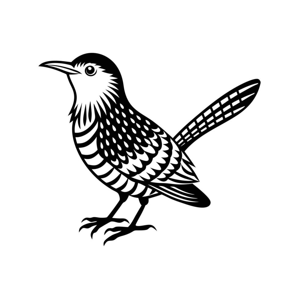 cactus wren bird silhouette vector