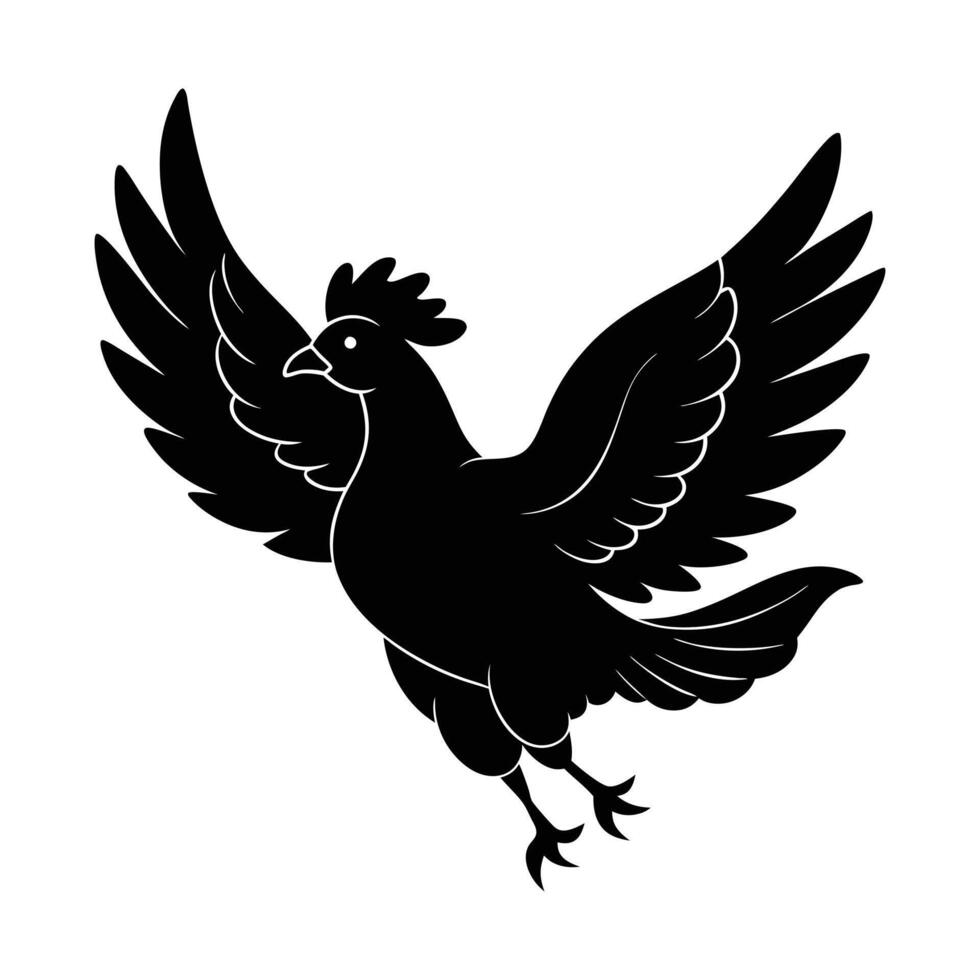 flying hens' silhouette vector
