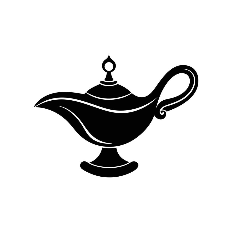 a simple magic lamp black design silhouette illustration vector