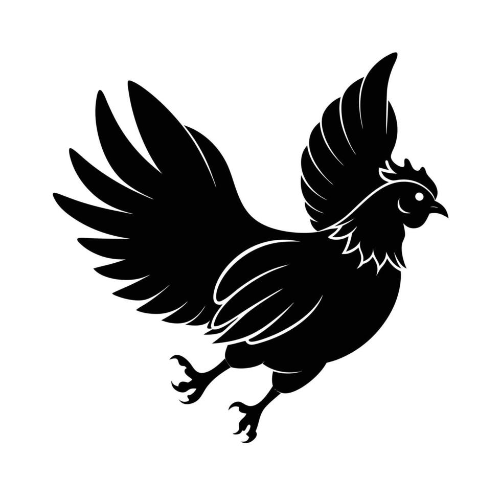 flying hens' silhouette vector