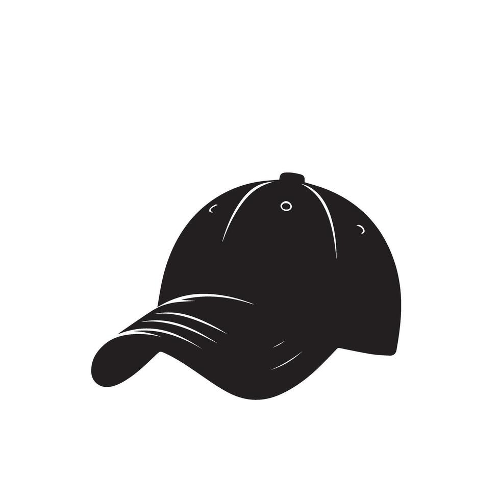 Cap silhouette. Baseball hat logo, icon design. cap illustration black and white vector