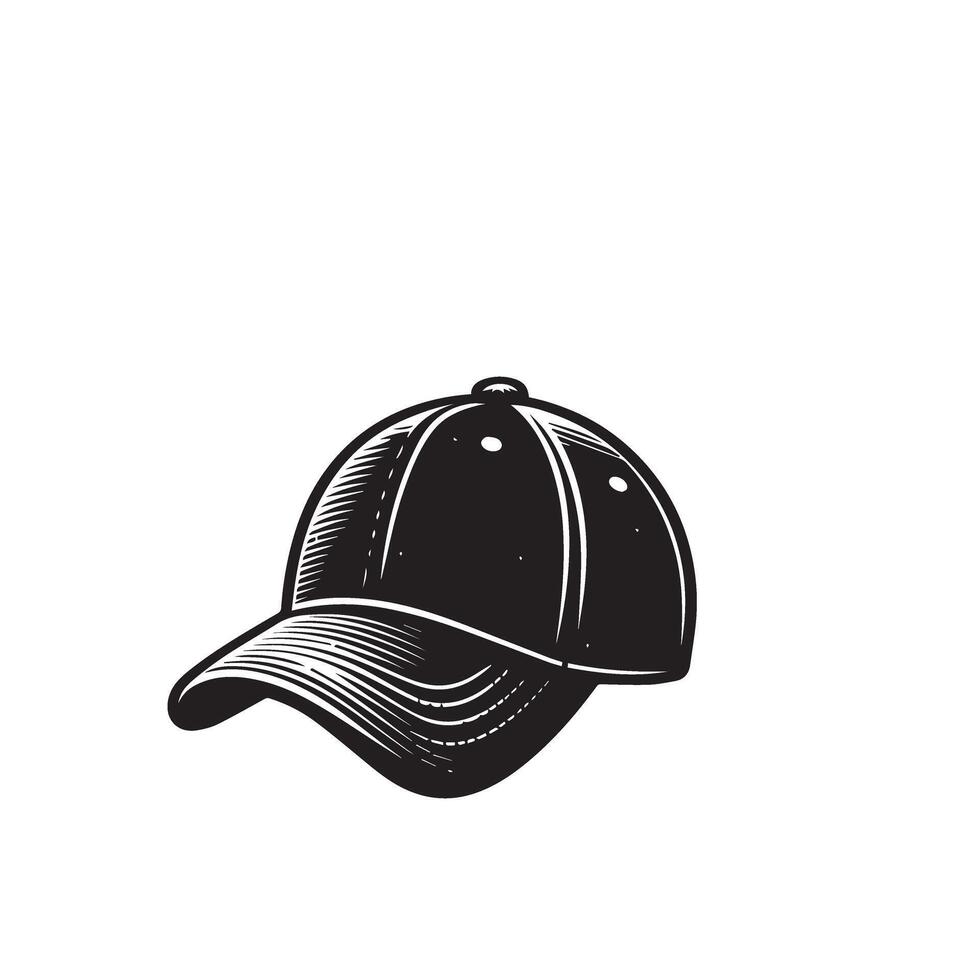 Cap silhouette. Baseball hat logo, icon design. cap illustration black and white vector
