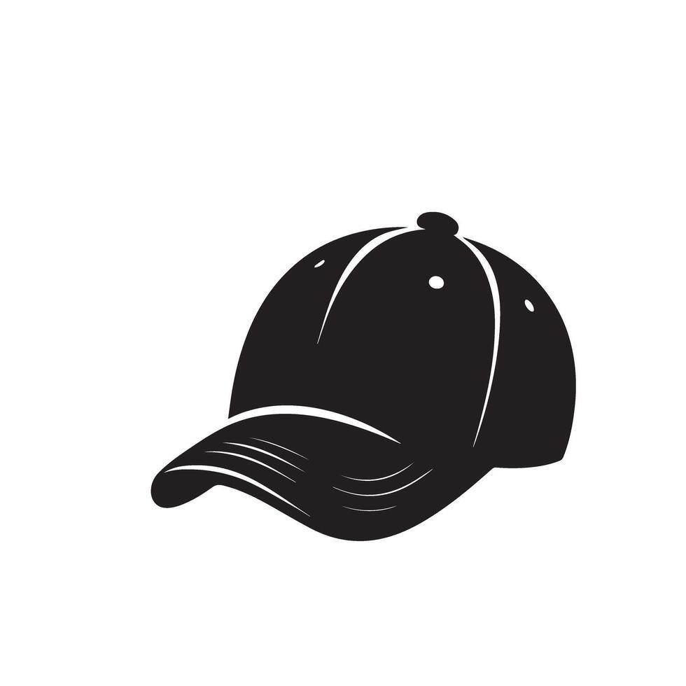 Cap silhouette. Baseball hat logo, icon design. cap illustration black and white vector