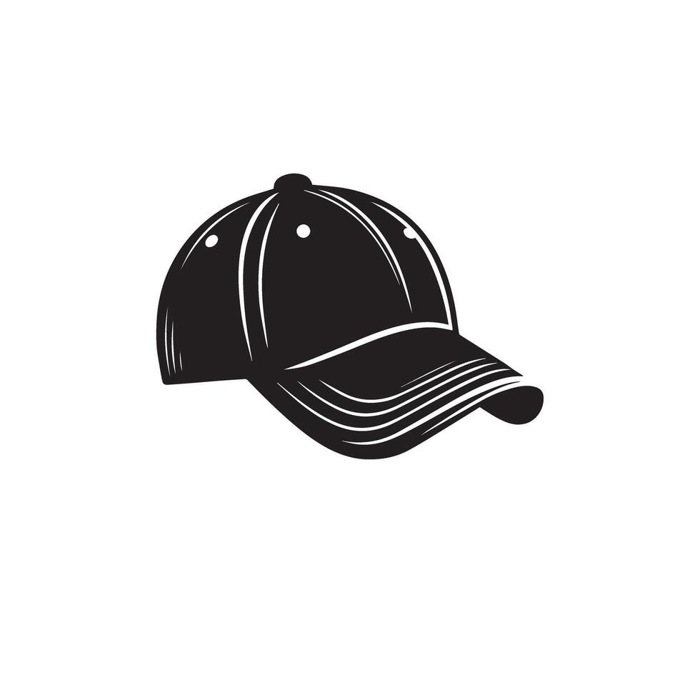 Cap silhouette. Baseball hat logo, icon design. cap illustration black and white vector