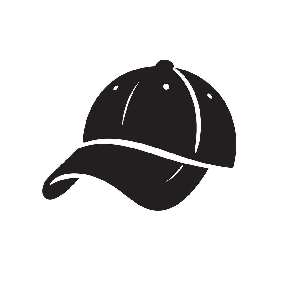 Cap silhouette. Baseball hat logo, icon design. cap illustration black and white vector