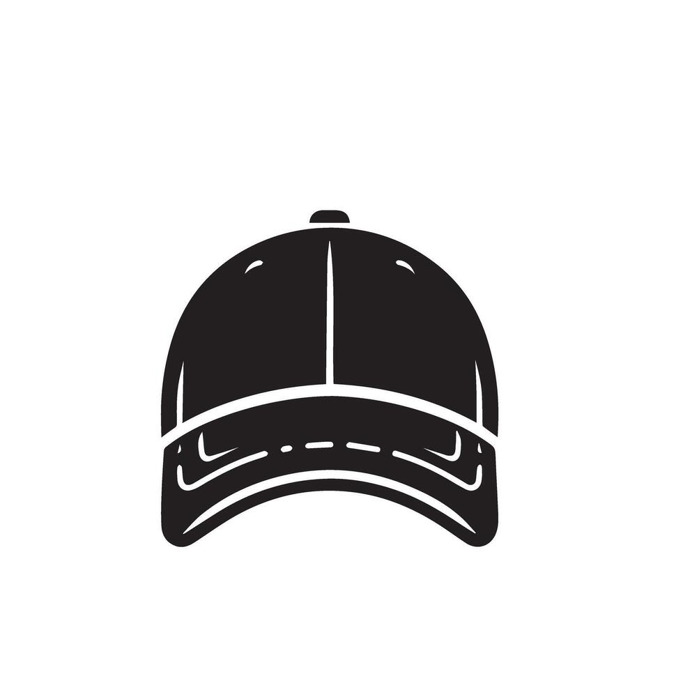 Cap silhouette. Baseball hat logo, icon design. cap illustration black and white vector