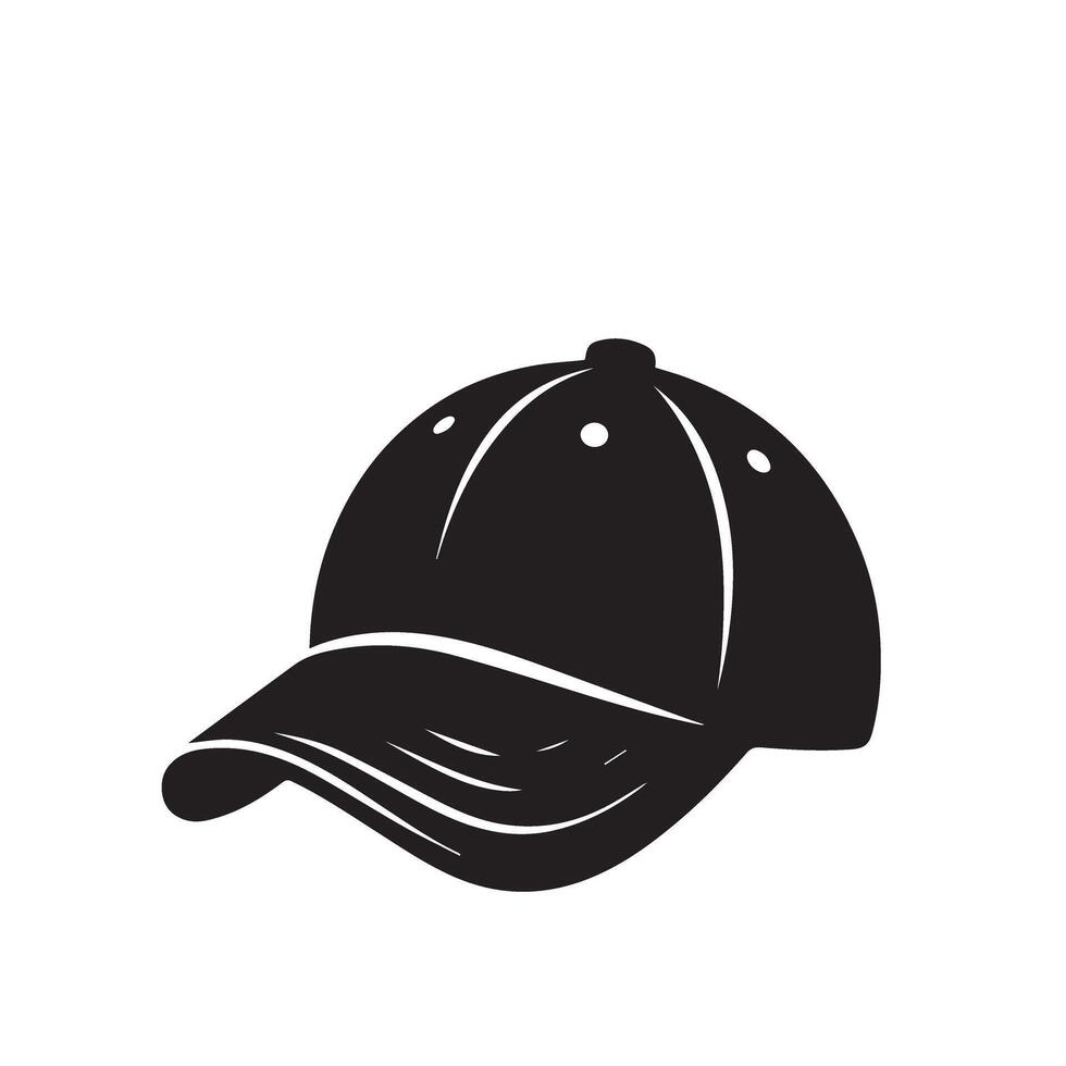 Cap silhouette. Baseball hat logo, icon design. cap illustration black and white vector
