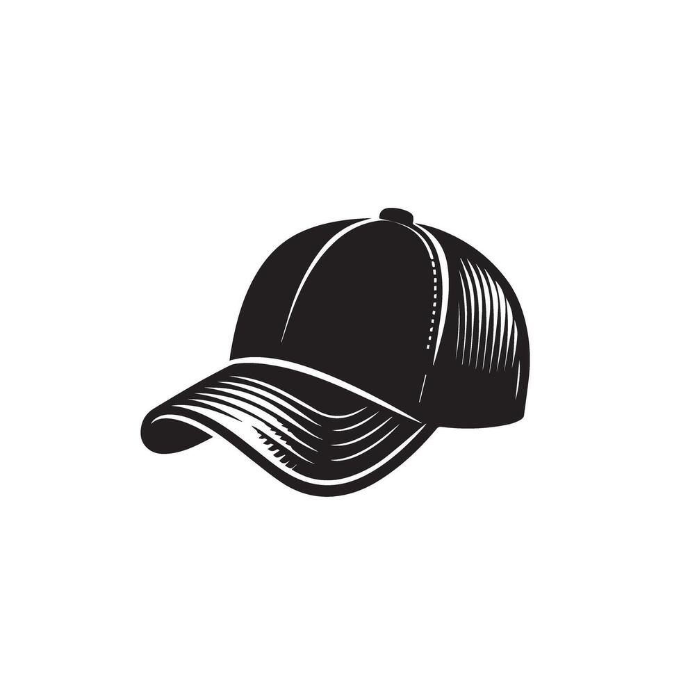 Cap silhouette. Baseball hat logo, icon design. cap illustration black and white vector