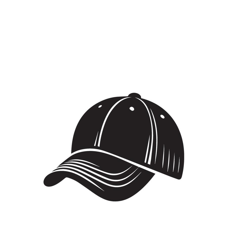 Cap silhouette. Baseball hat logo, icon design. cap illustration black and white vector