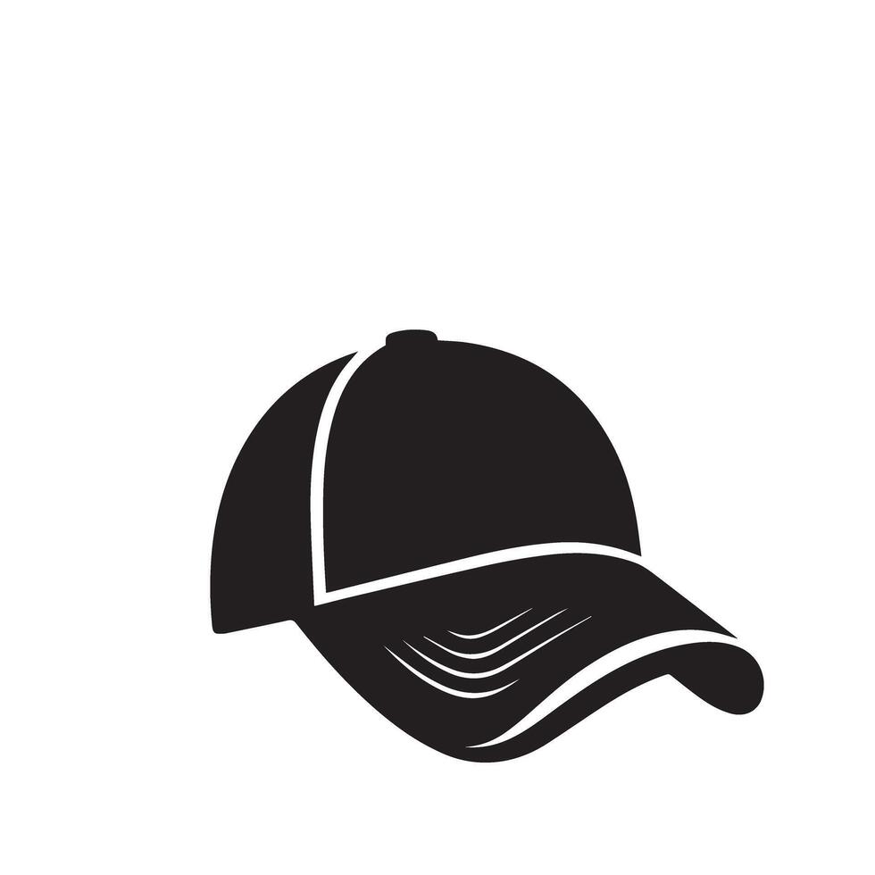 Cap silhouette. Baseball hat logo, icon design. cap illustration black and white vector