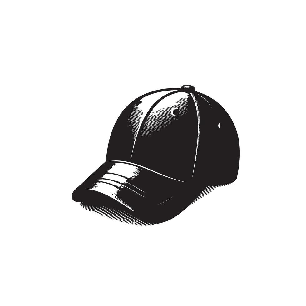 Cap silhouette. Baseball hat logo, icon design. cap illustration black and white vector