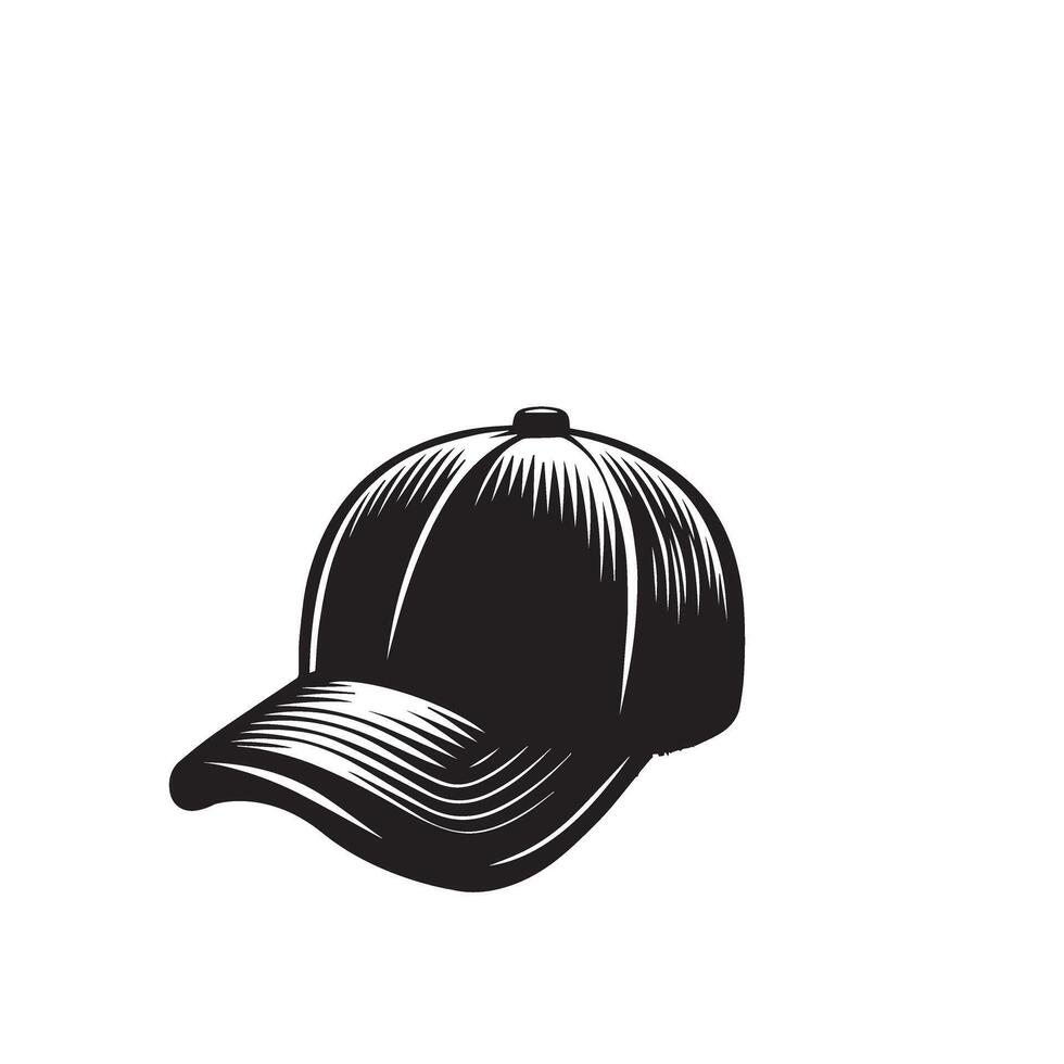 Cap silhouette. Baseball hat logo, icon design. cap illustration black and white vector