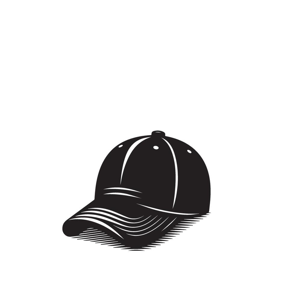 Cap silhouette. Baseball hat logo, icon design. cap illustration black and white vector