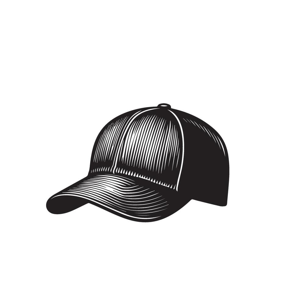 Cap silhouette. Baseball hat logo, icon design. cap illustration black and white vector
