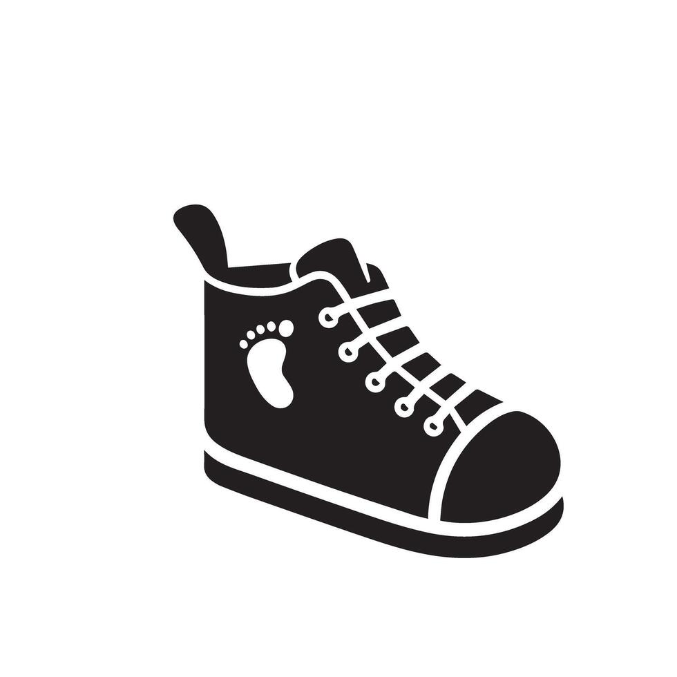 Kids shoes silhouette. child shoes illustration. Baby shoes logo, icon black and white. vector