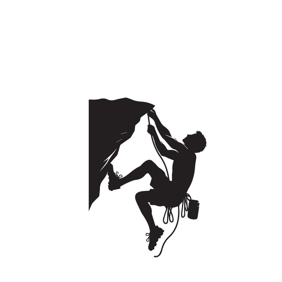 Climber silhouette. climber logo, icon design. Climber illustration black and white. vector